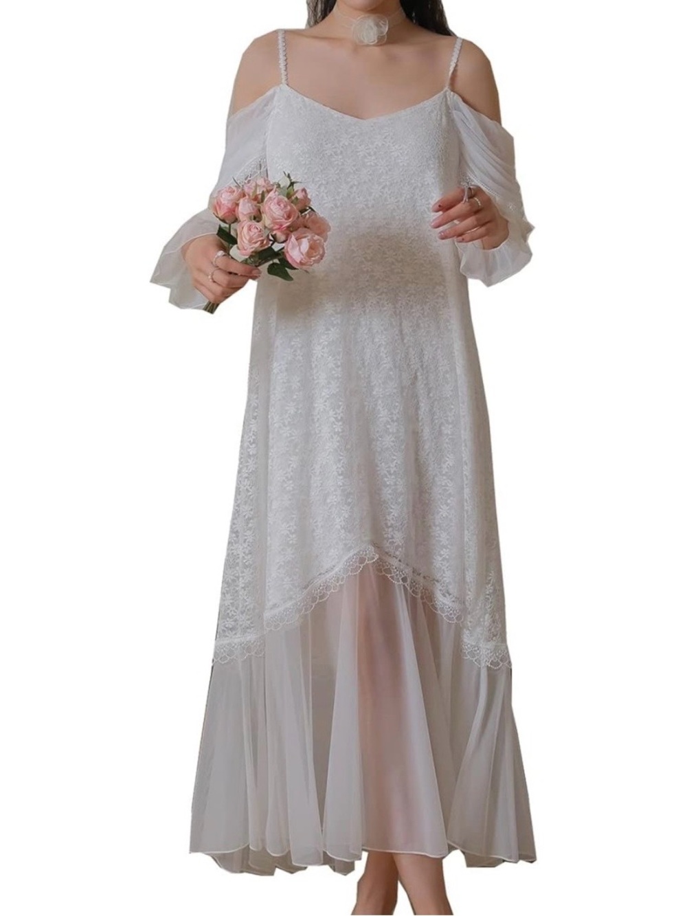 Victorian style Dress / Night Gown - white lace